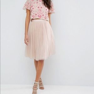 Needle & Thread Tulle Modi Skirt in Blush NWOT